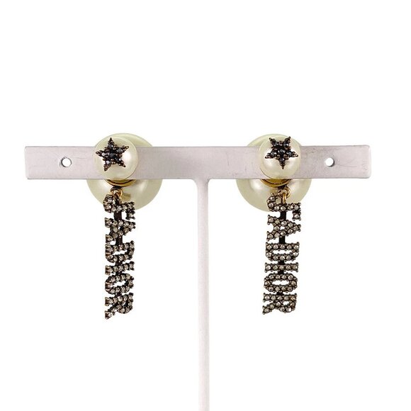 Dior TRIBALES J'ADIOR Gold plated Faux Pearl Rhinestone Earring - Picture 1 of 12